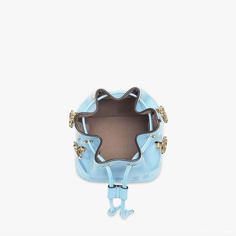 Vintage HOT Tresor Calf ROMA Fendi Logo Mon Leather Bag Bucket Mini Sky Blue In 0731